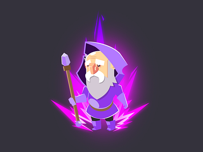 Wizard Gnome 2d cartoon character design flat game gandalf gnome graphic design illustration purple vector wizard