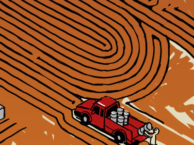 Maze sketch crop 1 drawing illustration isometric keg line maze truck