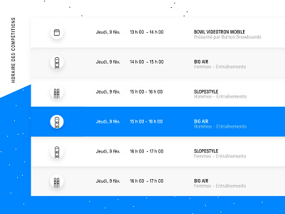 Snowboard Jamboree big air competition event freestyle ski schedule slopestyle snow snowboard ui ux website