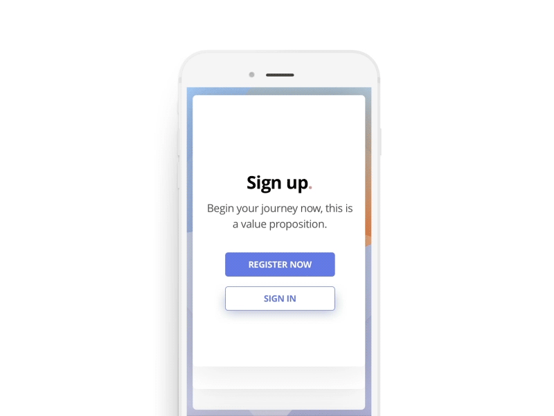 Sign up app cards daily in principle register shadow sign sign up ui up