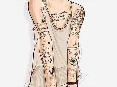 Inked Girl girl illustration ink inked tattoo vector