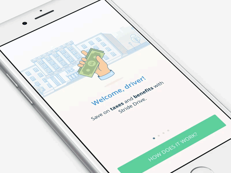 Onboarding animation buildings calc car cash folder gif hand illustration ios ipone line