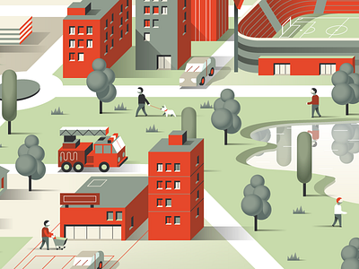 Another City building city illustration lake tree vector