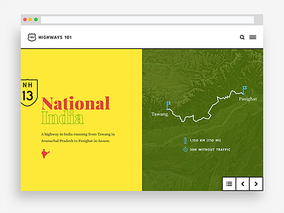 Highways 101: India highway map midcentury typography ui web design