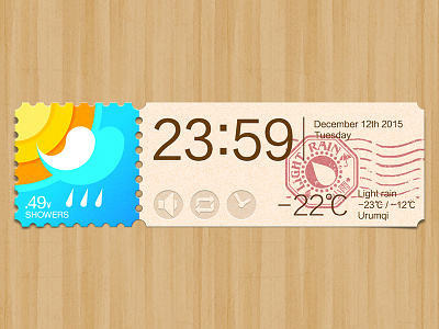 Weather app: Light rain calendar cloud forecast plugin post postmark rain rainbow stamp sun temperature weather