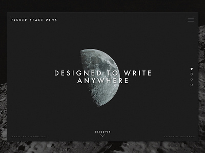 Daily UI - #003 Landing Page Design 003 bullet pen daily ui fisher space pen landing page moon nasa pen space unsplash