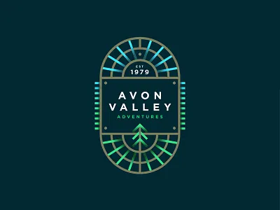 Avon Valley Adventures adventures badge gradient illustration lockup outdoors park path tree