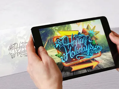 Happy Holiday AR Card 3d augmented reality card florida happy holiday tablet tropical