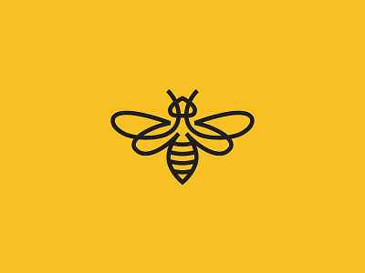 Bee bee honey icon logo simple yellow