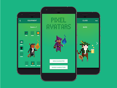 Pixel Avatars android avatars concept app dungeons and dragons illustration pixel art