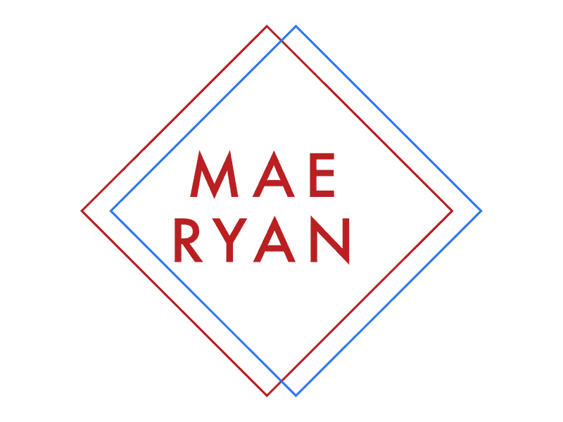 Mae Ryan . com launch logo m process purple