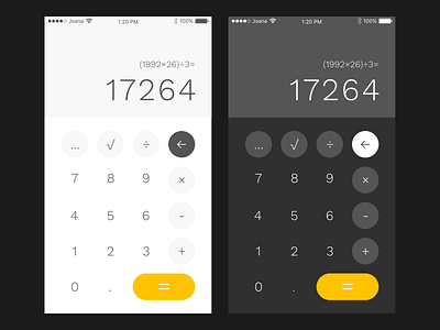 Daily UI :: 004 004 black calculator dailyui dark light white yellow