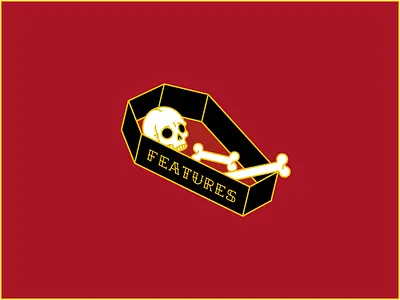 Death To Features bones coffin death enamel features pin rip skull swag