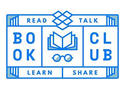 Dropbox Design Book Club book club books dropbox emblem glasses glyph halftone outline