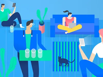 Security Tips - Groups cat drink facebook header illustration phone