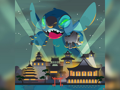 Stitch Dribbble epcot illustration japan stitch walt disney world