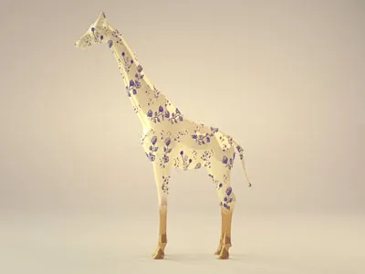 Giraffe 3d giraffe gold graphic houdini porcelain redshift