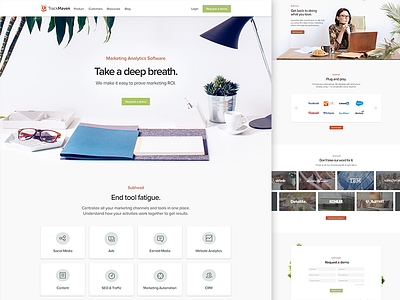TrackMaven Website b2b carousel desk form icons marketing minimal plants trackmaven typography website