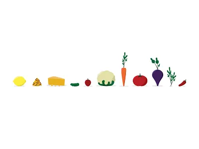 All the veggies... carrot cauliflower cheese cilantro jalapeno lemon mustard onion pepper pickle tomato vegetables