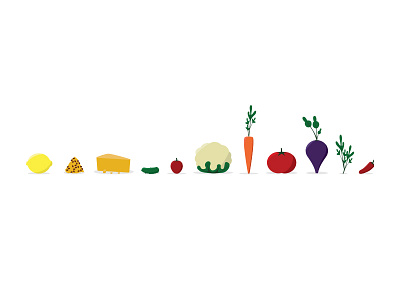 All the veggies... carrot cauliflower cheese cilantro jalapeno lemon mustard onion pepper pickle tomato vegetables