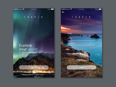 Sign Up travel typography ui design