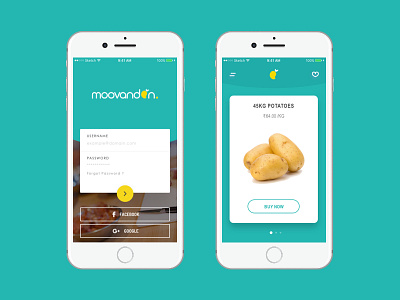 Vegetable E-Commerce Application e commerce ios login swipe card vegetable