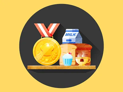 Food1 bread food illustration medal milk