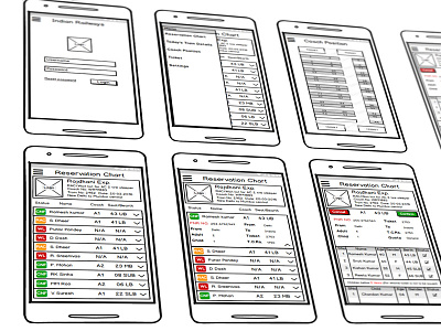 Mobile app wireframe for TTE (Travelling Ticket Examiner) app balsamiq concept mobile app mockup wireframe