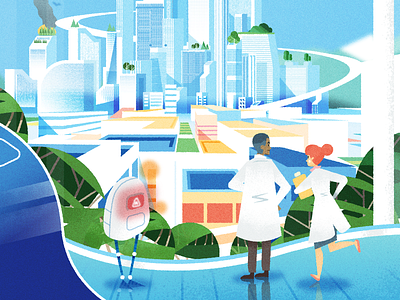 Green City city future futuristic panic robot scientists