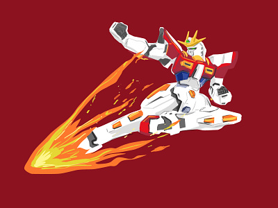 BUILD BURNING GUNDAM ILLUSTRATION art artwork burning color design fire flat illustrate illustration vector