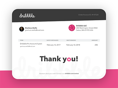 Dribbble Receipt dribbble email email receipt payment pro receipt