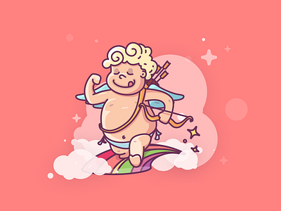 Valentines Card 2017 card cupid flat illustration love modern rainbow simple valentines