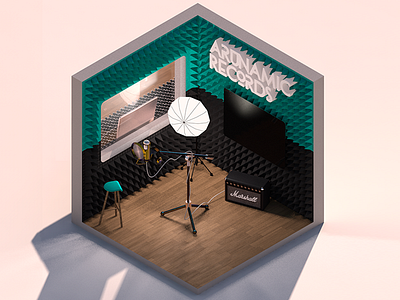 Arunamic records 3d art cinema4d digital gamedesign illustration isometric lowpoly polygonal recordstudio render sound