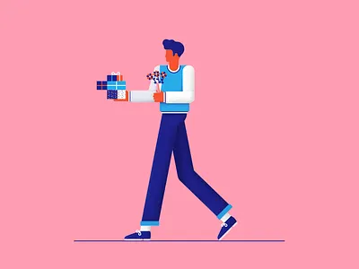 Valentines Day character design flowers illustration presents valentines vector