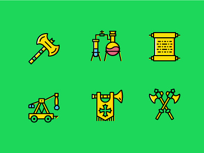 Medieval Icons (Yellow Style) │ axe icon icons medieval medieval icons scroll yellow yellow icons