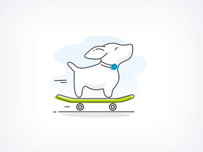 Happy dog dog skateboard