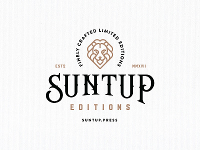 Suntup Editions branding handcrafted lettering line art lion logo mark mascot monogram outline symbol typography