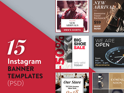 15 Instagram Banner Templates (PSD) banner design facebook fashion instagram photoshop psd social media template typography