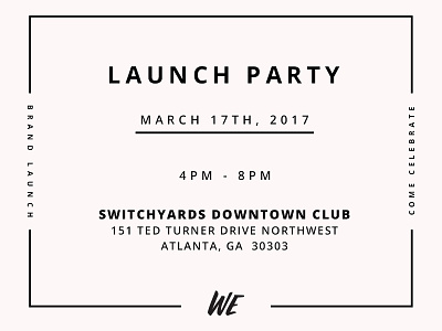 Launch Party Announcement announcement brand branding collateral design launch party layout