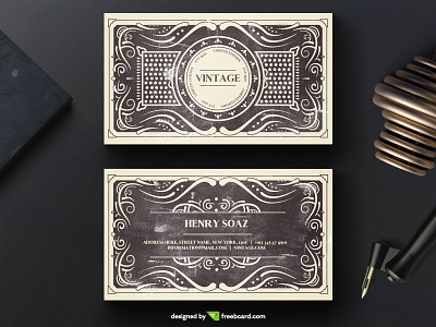 Ornamental Vintage business card ( Free Download ) black business card name ornaments template vintage visit