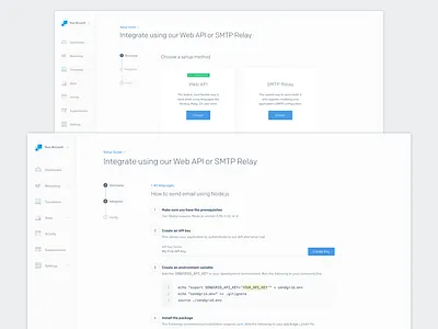 Onboarding Screens api app integration onboarding sendgrid setup ui