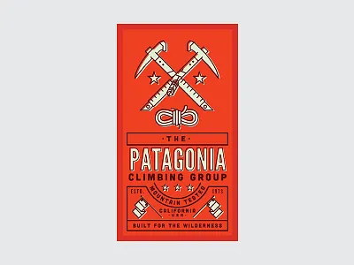 Patagonia Climbing Group badge design illustration logo mountain patagonia typography