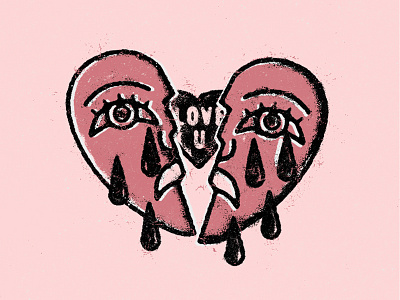 L O V E U heart illustration type