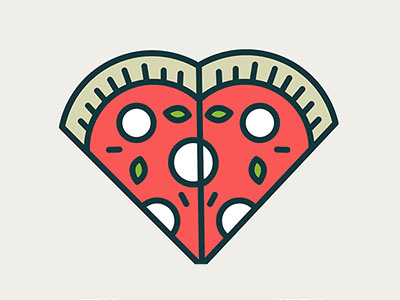 Love is two slices of pizza fun illustration italy love pizza vector