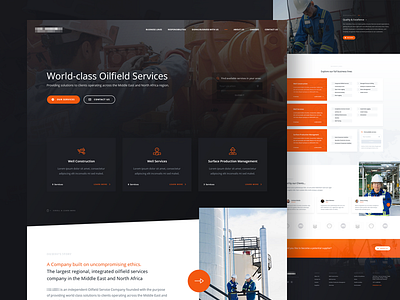 Oilfield Services business company dark field gradient light oil oilfield orange services website