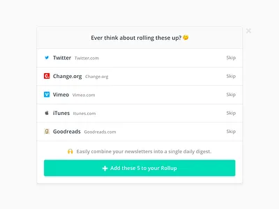 Rollup Recommendations callout list ui