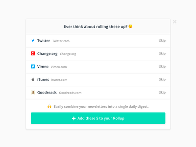 Rollup Recommendations callout list ui