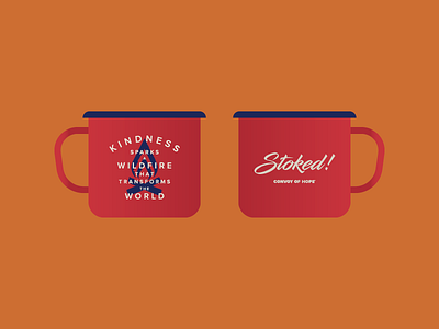 Stoked! cnvy fire flame hope identity logo mockup mug stoked type