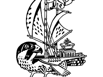 Falcon Ship boat drawing egyptian falcon illustration isometric nautical sail ship tattoo