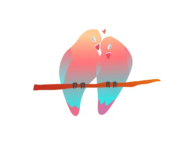 lovebirds animal art artwork bird colorful gradients illustration love pink simple tropical